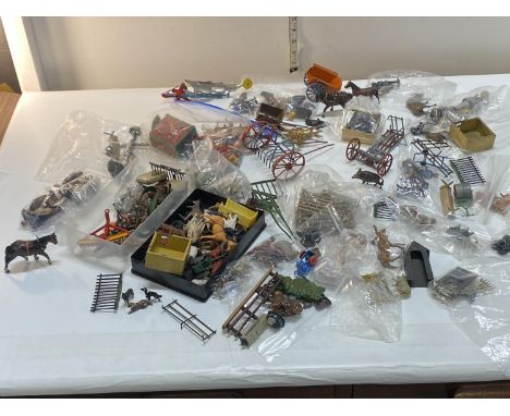 A job lot of assorted vintage metal figures and other mainly farming related, includes Britains 