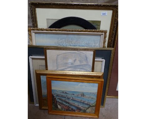 An oval pastels drawing, portrait study of a gentleman, Edward Harry Hansley Read, watercolour, fresh vegetables, label verso