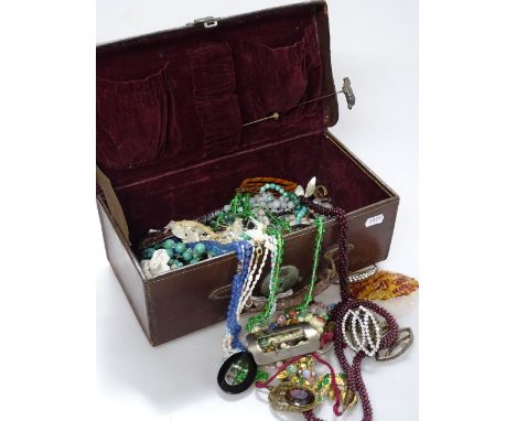 A collection of Vintage costume jewellery, paste-set buckles, glass beads etc
