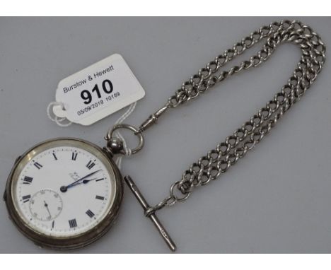 An engine turned silver cased keywind pocket watch, with subsidiary dial, by Kay's Challenge