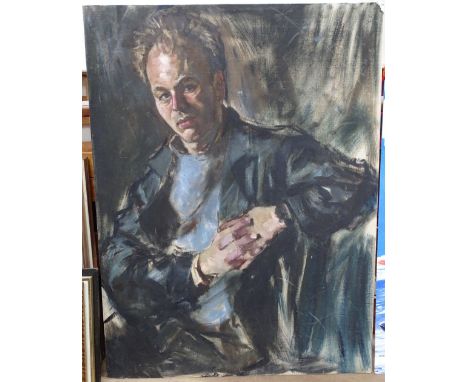 An oil on canvas laid on board, portrait study, unsigned