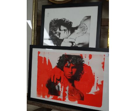 Andre Perrino, pair of prints, portraits of Jim Morrison, framed, and 4 vintage posters, including Easy Rider, Jimmy Hendrix 