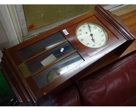 A mahogany cased 2-train wall clock, presentation plaque to Mr C H Ely, by the Blackpool Outdoor Branch of the Post Workers 1