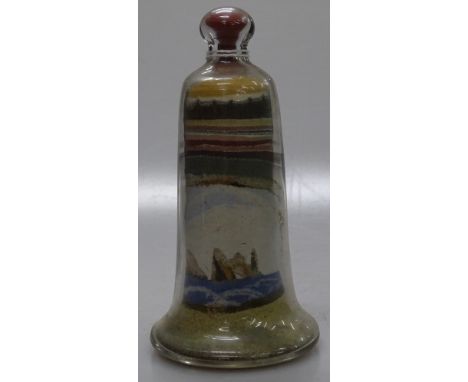 A Vintage sand-filled glass bell-shaped Isle of Wight paperweight, height 5.5"