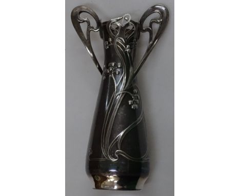 A WMF Art Nouveau electroplate vase, height 11.5"