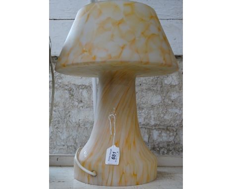 A Retro marbled glass table lamp and matching shade, circa 1960s, height 39cm.