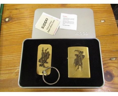 A Zippo lighter and key ring set, boxed 