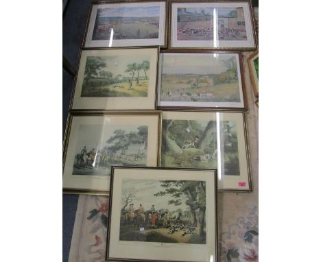 A group of framed and glazed hunting prints after Samuel Hewitt, Peter Breugel and others 