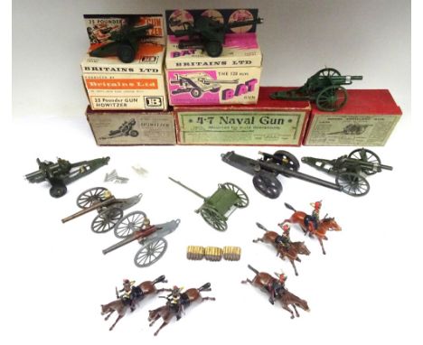 Britains Artillery 4.7inch Naval Gun, SECOND VERSION, Guns 1201, 1725, 9705 and 9720 in original boxes (Condition Very Good, 