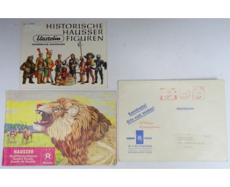 David Hawkins Collection Elastolin two post-war catalogues and a leaflet in full colour with  a quantity of copied Hausser an