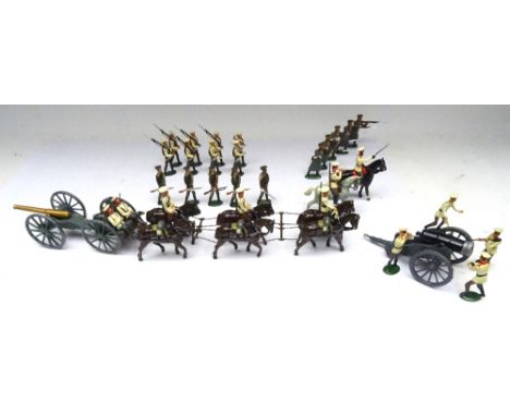Russian Army late C19, Gun Team with six horses, Limber and Gun, two seated Men, mounted Bugler and Officer, heavy howitzer a