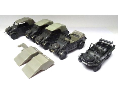 David Hawkins Collection Gonio tinplate 1/24 scale German Army VW82 Kubelwagens and a VW166 Schwimmwagen (Condition Excellent