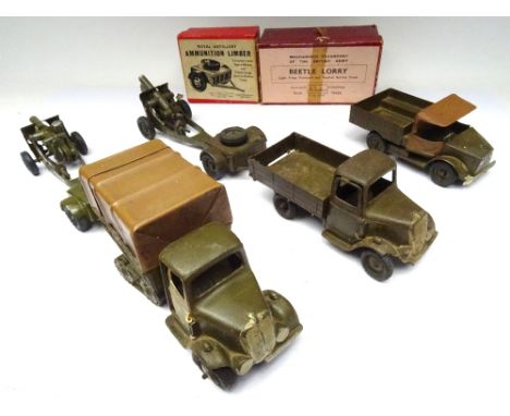 Britains Army Lorries khaki finish, round nose, sets 1433 Caterpillar Tender (cab door replaced, front bumper damaged, tailga
