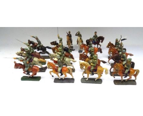 David Hawkins Collection Elastolin 70mm scale WWI German Army Cavalry with Kettle Drummer (Condition Very Good) (18)