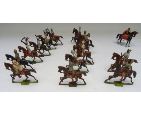 German made No.2 size Mahdist Arab Cavalry with leader in cloak in the act of mounting his horse (Condition Fair, many damage