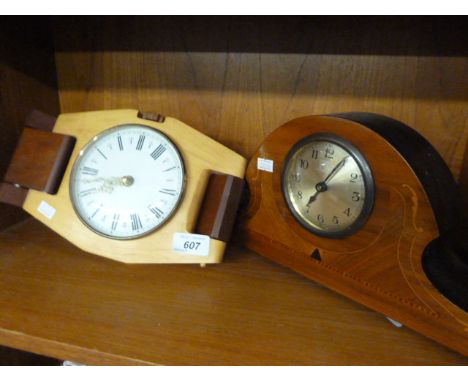 WRISTWATCH STYLE CLOCK AND INLAID MANTLE CLOCK