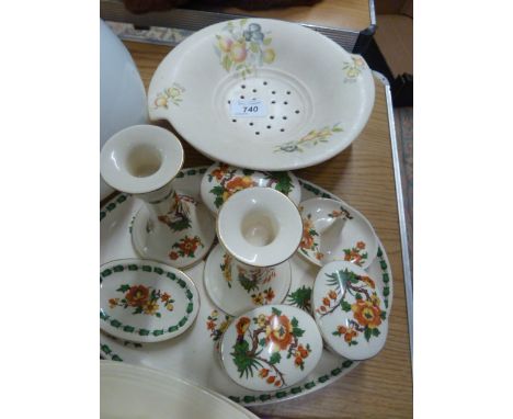 DRESSING TABLE SET AND SYLVAC FRUIT DISH AND STAND