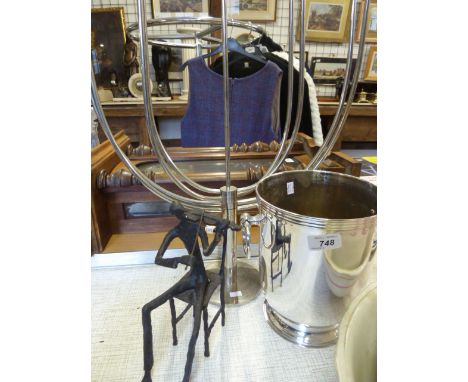 CHAMPAGNE BUCKET, CANDELABRA AND FIGURE OF MAN PLAYING VIOLIN 