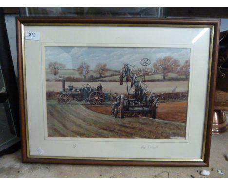 LTD EDITION PRINT 9/200 PLOUGHING WITH STEAM ENGINE - SIGNED IN MARGIN ROY DIDWELL