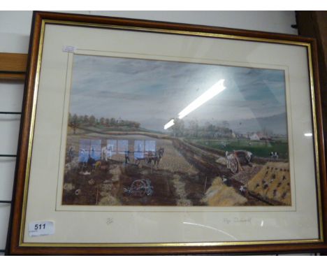 LTD EDITION PRINT 'POTATO PICKING' 14/200 SIGNED IN MARGIN ROY DIDWELL
