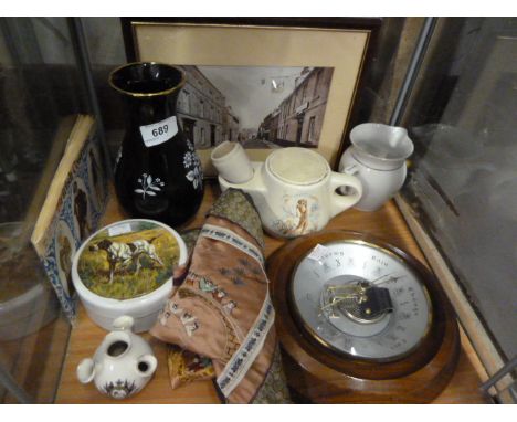 BAROMETER,SHAVING MUG,WADE VASE,JUG,ORIENTAL PANEL ETC