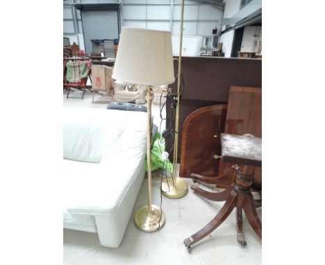 A modern brass standard lamp, height including shade 140cm