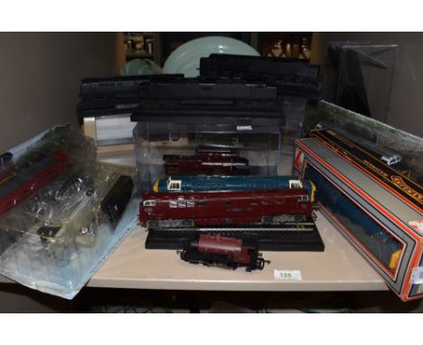 A collection of display model trains. 