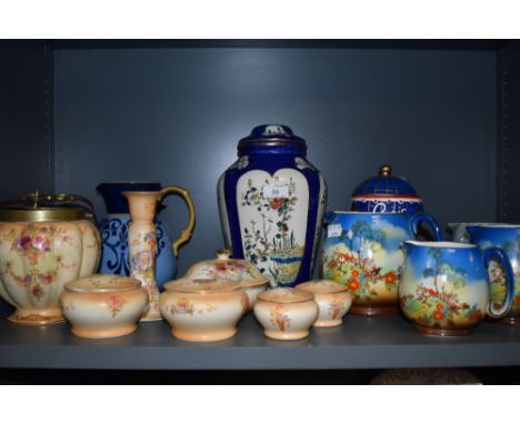 A mixed lot of vintage ceramics, A Crown Devon dressing table set (AF) and similar ceramics, including jugs.