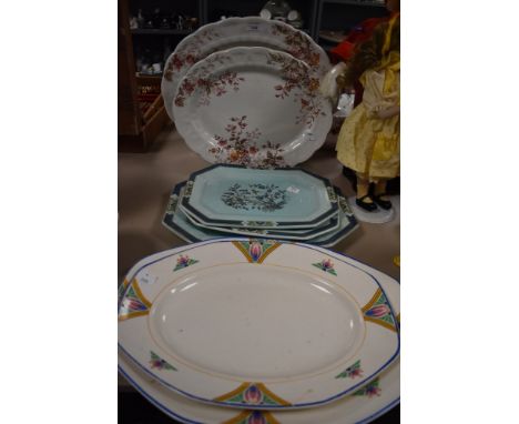 A selection of ceramic meat charger plates including trio of Adams Calyx booths Washington and Tunstalls Crocus