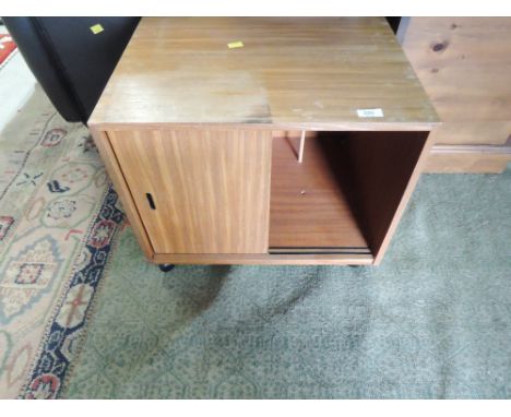 A vintage sapele record cabinet and a tapestry frame