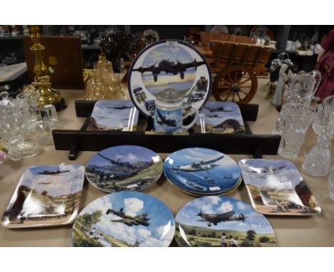 A variety of aircraft related display plates and similar, including Royal Doulton' Heroes of the sky'  also Davenport and Roy