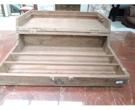 A vintage wooden joiners toolbox, approx. dimensions 76 x 45 x 16cm