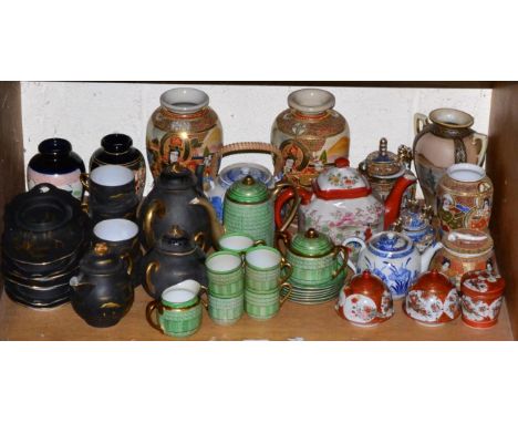 Shelf of Kutani, Satsuma and other Japanese ceramics 