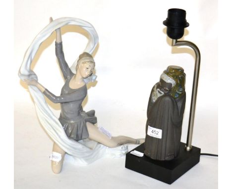 Nao Dancer with Veil, and a Lladro figural lamp (both boxed) 