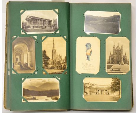 Folio sized album of postcards, approx four hundred cards 