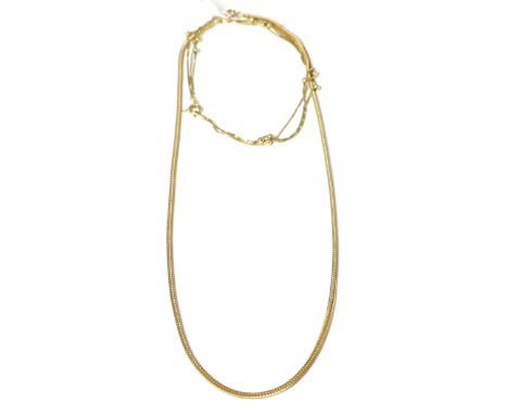 An 18 carat gold fox link chain and an 18 carat gold anklet 17.5g gross