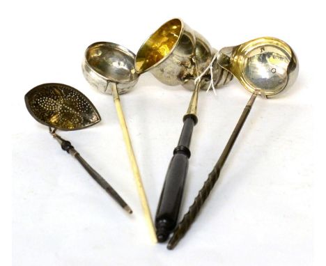 A Masonic interest silver ladle, the bowl engraved with symbols and inscribed ''John Walker, Shields 5763'', with bone handle