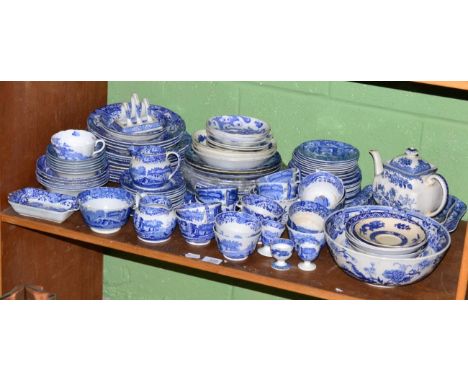 Group of blue and white dinner and tea wares, including Spode Blue Italian