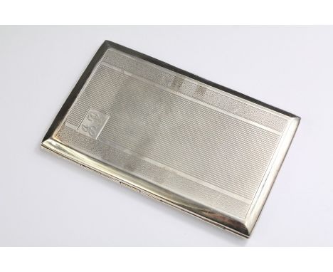 A Reed &amp; Barton Silver Cigarette Case. The case with engine-turned decoration monogrammed JP, approx 13.5 x 8 cms, approx