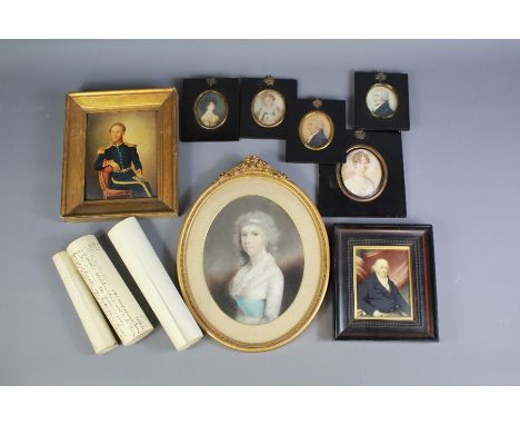 A Quantity of Portrait Miniatures. The miniatures relate to the Agassiz family, most notably two portrait miniatures of Mr Va