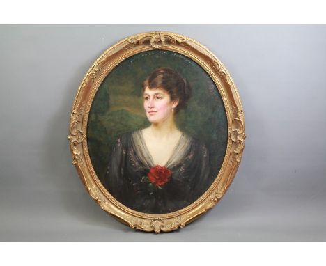 Charles Goldsborough Anderson (1865-1936) Oil on Canvas. The oval portrait of an aristocratic lady, half-length, approx 90 cm