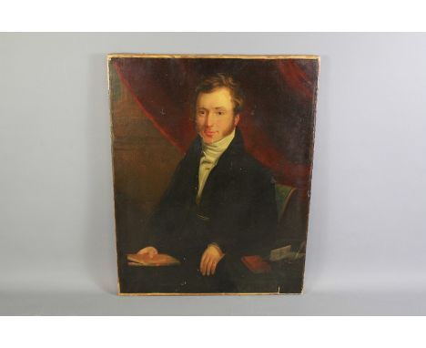 19th Century Portrait of a Gentleman. The portrait entitled James Fowler of Hereford, inscribed to verso, approx 41 x 68 cms,
