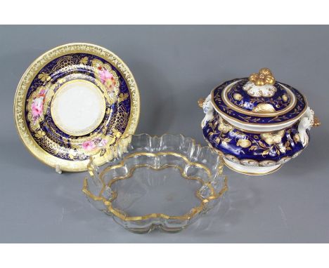 A Samuel Alcock Porcelain Sucrier and Cover. The sucrier dated C1835 with a hand-painted plate by the same hand and a Victori