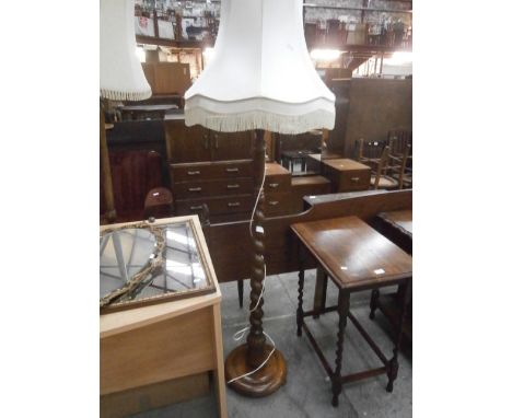 wooden barley twist standard lamp