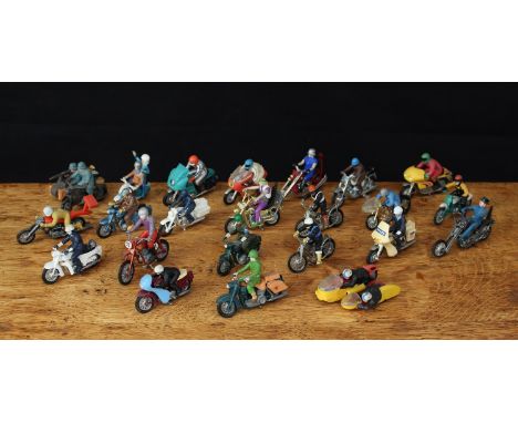 Motorcycling Interest - a group of motorcycling related models, mostly Britains from the Motorcycles range including Britains