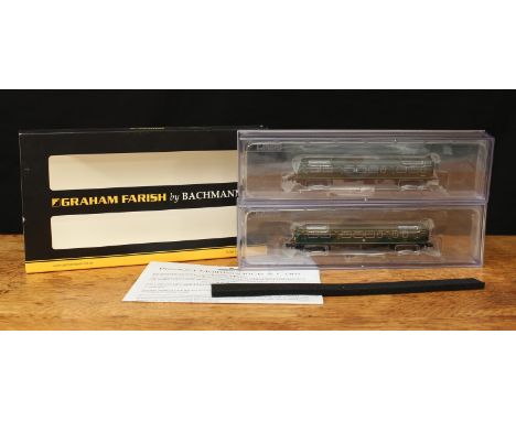 Graham Farish by Bachmann N Gauge (1:146 scale) 371-504 Class 101 two car DMU set, BR green livery, No.M51179 and No.M56337, 