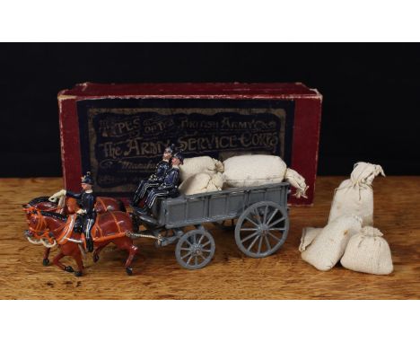 W Britain (Britains) No.146 British Royal Army Service Corps wagon, Types of the British Army, comprising of a four-wheel gre