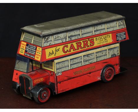 Advertising, Biscuits/Confection - A Chad Valley Carr's Biscuits tinplate novelty biscuit tin in the form of a double decker 