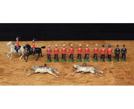 W Britain (Britains) a collection of small scale painted lead soldiers, various Regiments and poses, some mounted, all unboxe