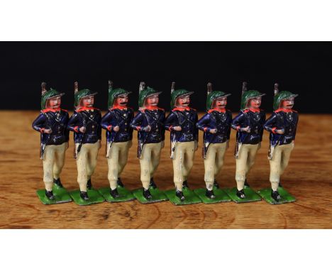 W Britain (Britains) No.169 Italian Bersaglieri set, comprising eight Italian light infantry figures, each on the march with 